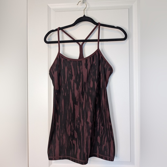 lululemon athletica Tops - Lululemon Power Y Tank Painted Animal Bordeaux Drama Black / Bordeaux Size 8